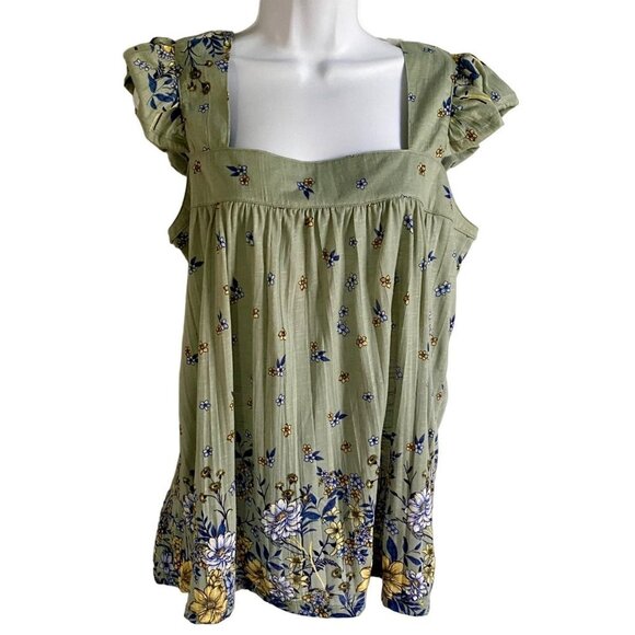 Absolutely Famous Floral Cold Shoulder Top Tie in Back Women's Size Medium - Picture 2 of 10